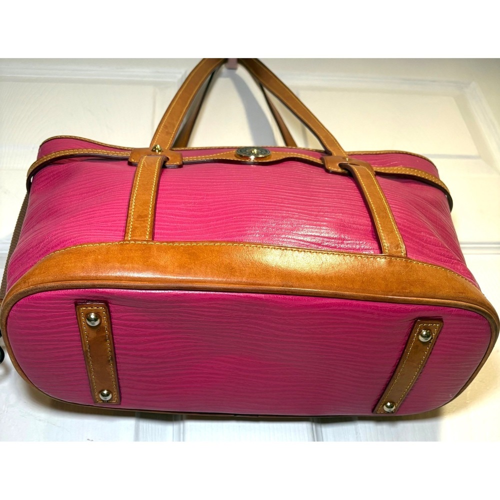 Dooney & Bourke Pink Wave Ripple Textured Leather Logo Lock Shopper Tote Bag - Picture 5 of 11